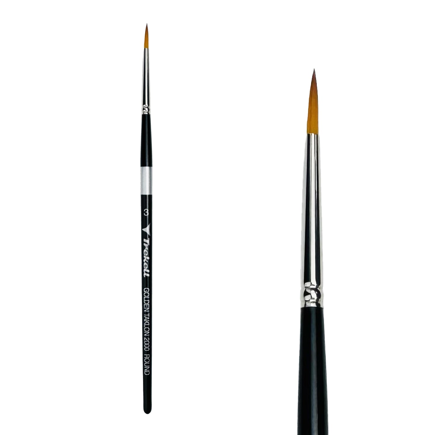 Trekell Golden Taklon Short Handle Artist Brush - Size #3 Round
