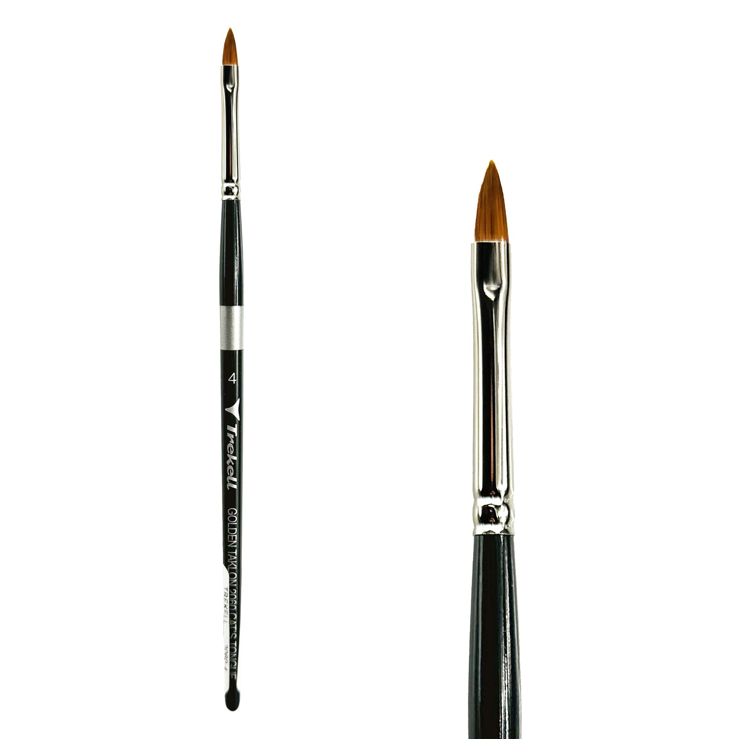 Trekell Golden Taklon Short Handle Artist Brush - Size #4 Cat's Tongue
