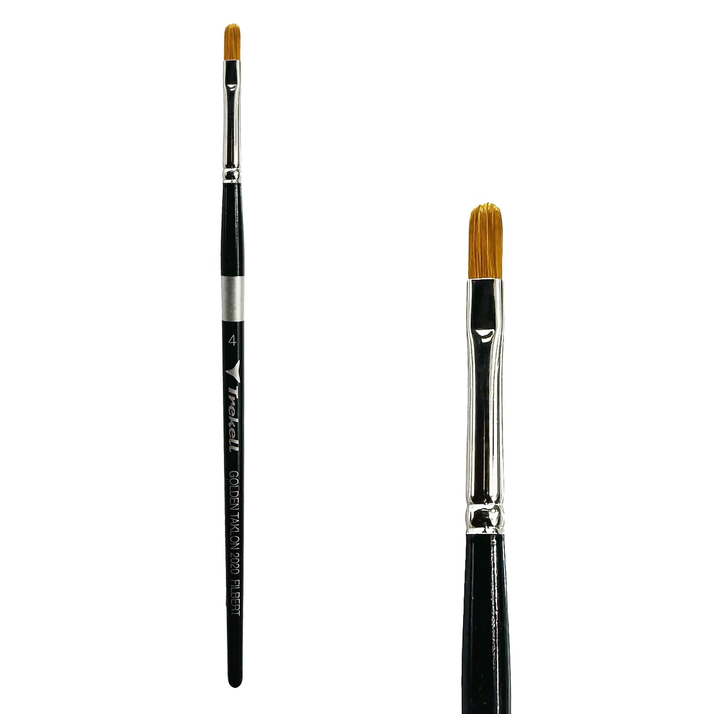Trekell Golden Taklon Short Handle Artist Brush - Size #4 Filbert
