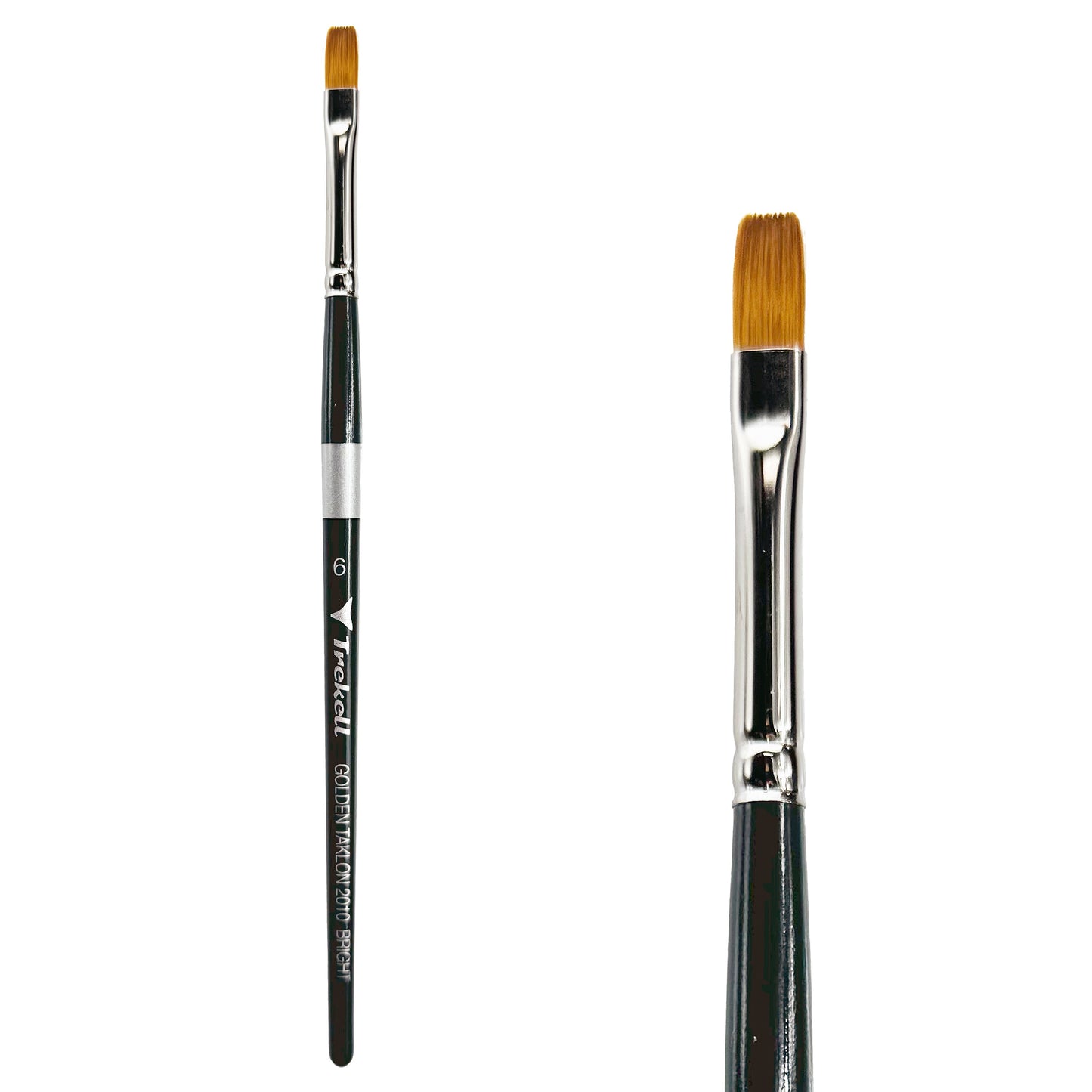Trekell Golden Taklon Short Handle Artist Brush - Size #6 Bright