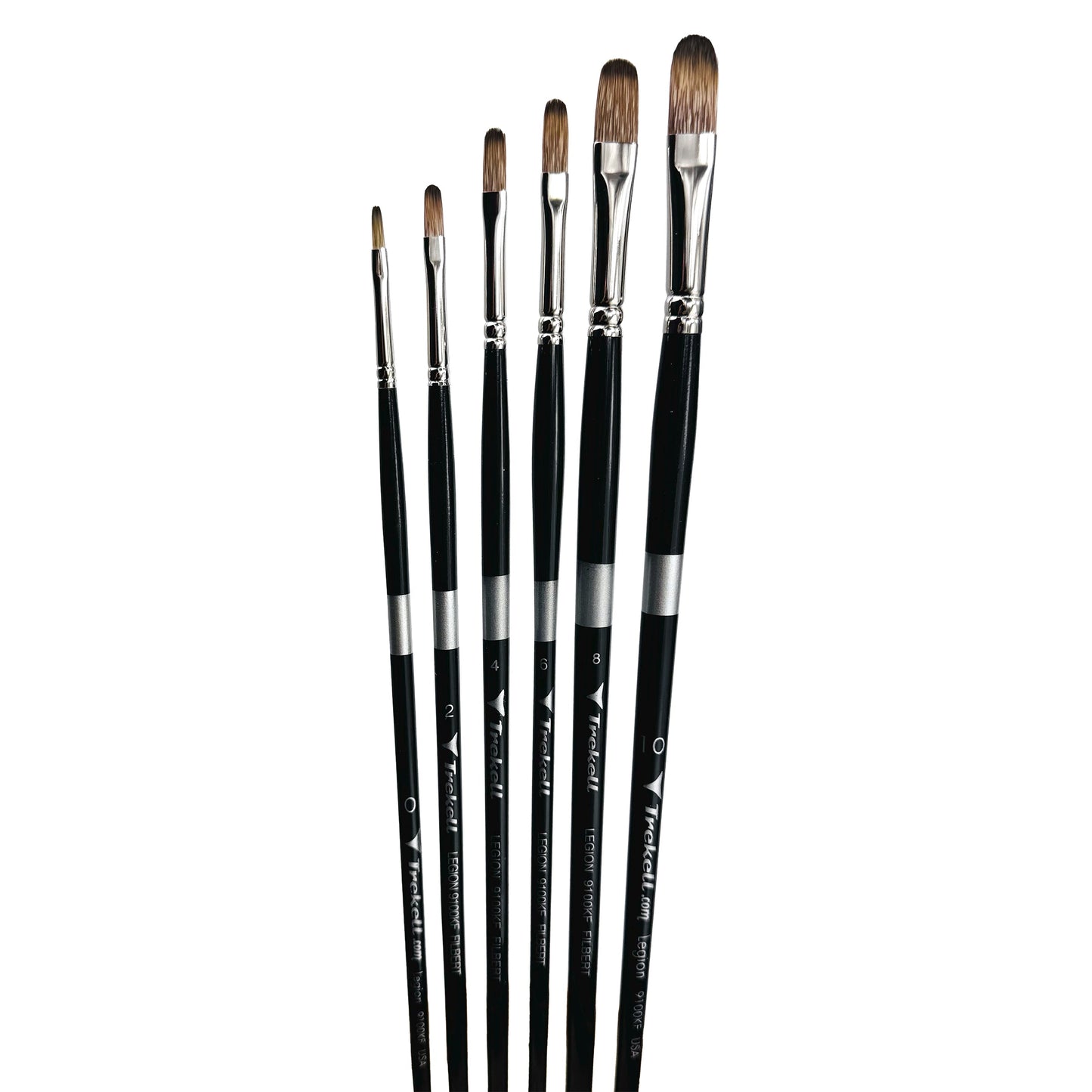 Trekell Legion Synthetic Mongoose Long Handle Artist Brush - Complete Brush Set -Filbert