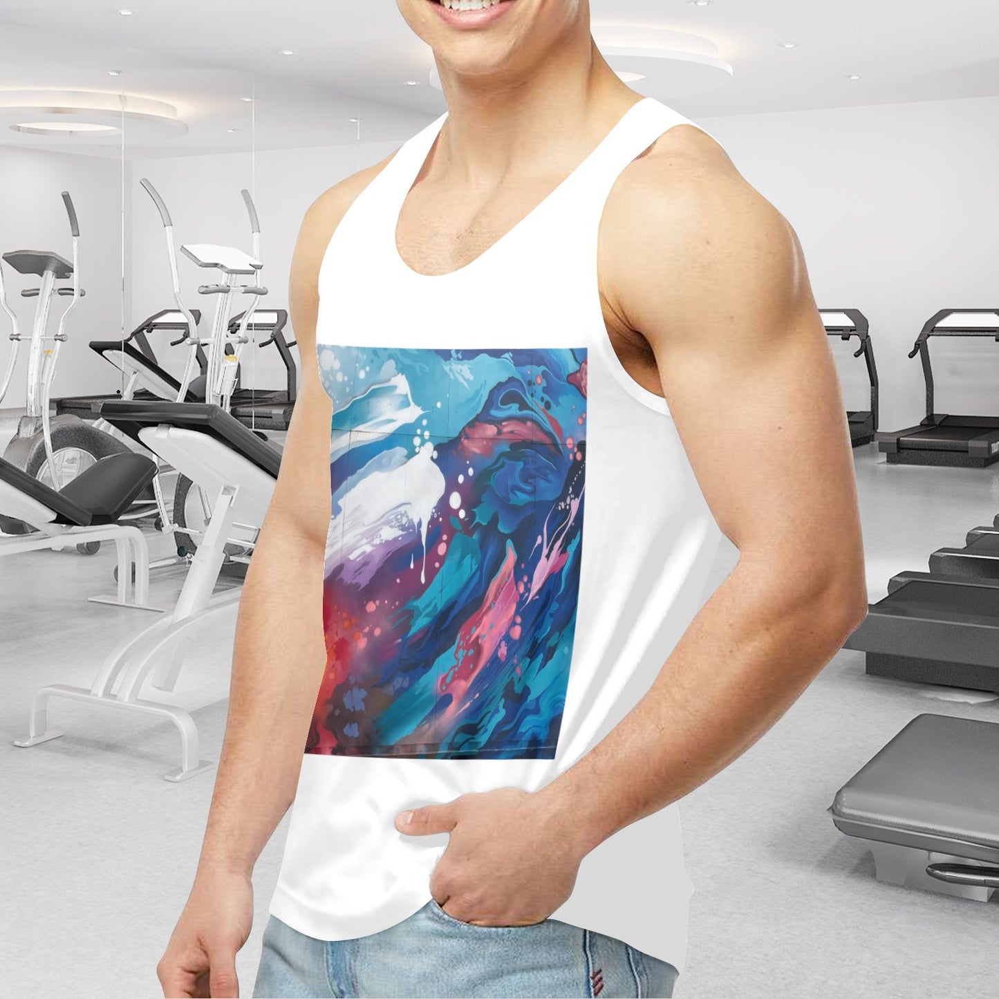 American Made Men's Tank Top with Front Printing for Summer Style