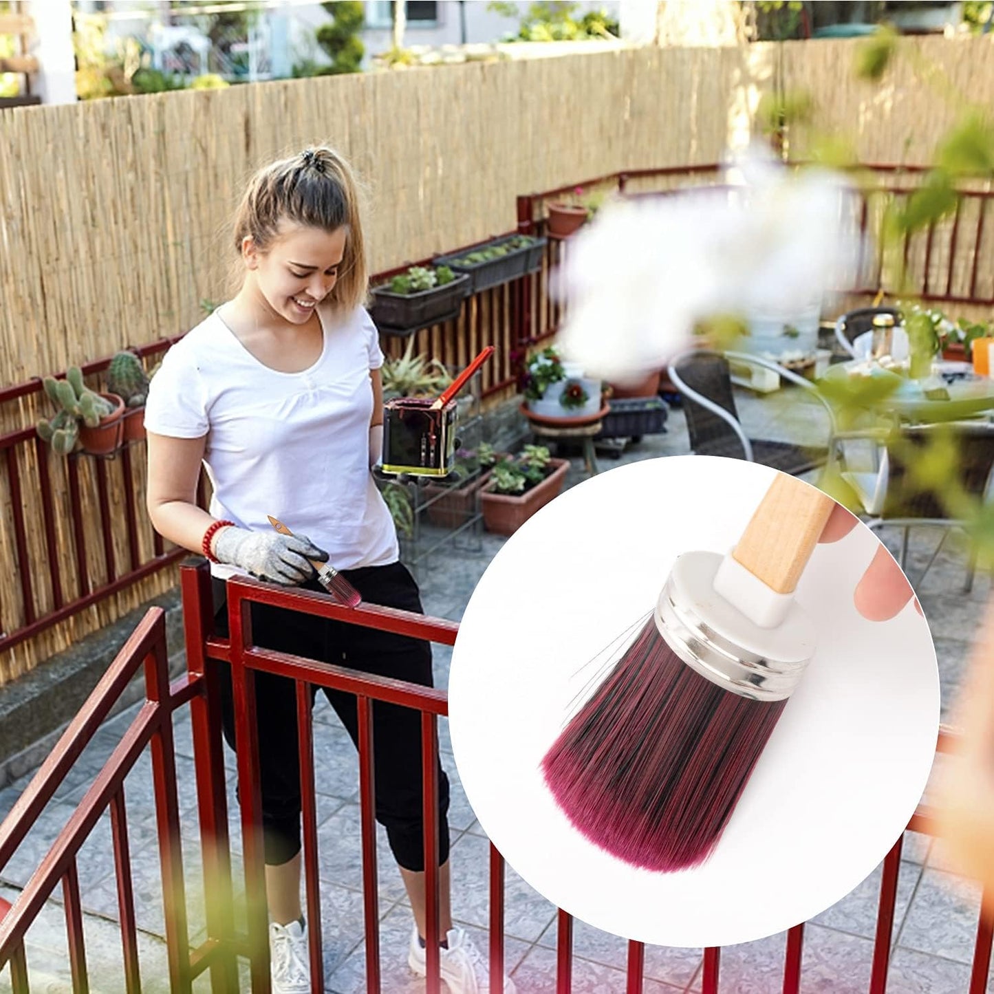Professional Chalk and Milk Painting and Wax Brush for Furniture,Diy Painting Soft round Brush,Stencils Brush,Large Oval Brush,Easy Cleaning