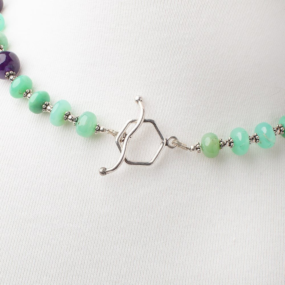 Amethyst and Chrysoprase Antiqued Silver Necklace
