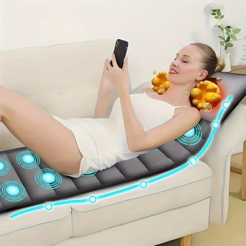 Whole Body Vibrating Massage Mat with Heat Therapy, 10 Vibrating Motors for Neck, Back & Leg Massage, 110V US Plug Powered Unsce