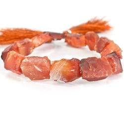 Burnt Orange Agate Beads Hammer Faceted Rectangle