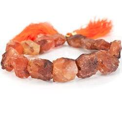 Burnt Orange Agate Beads Hammer Faceted Square
