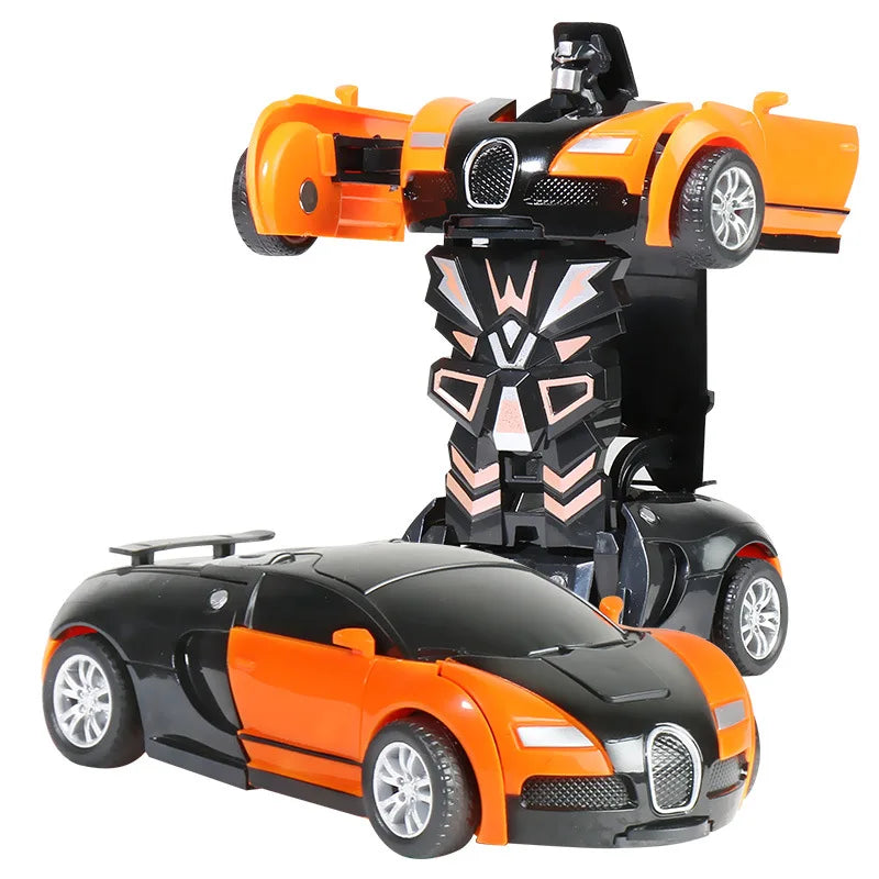 Transforming Vehicle Car Collision Impact Toys One Button Inertia Children Toys for Boys Bugatti Veyron Robot Kids Gift Baby