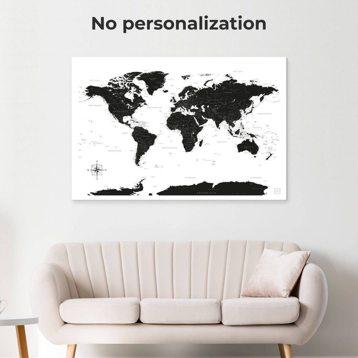 World Map on Canvas - Onyx