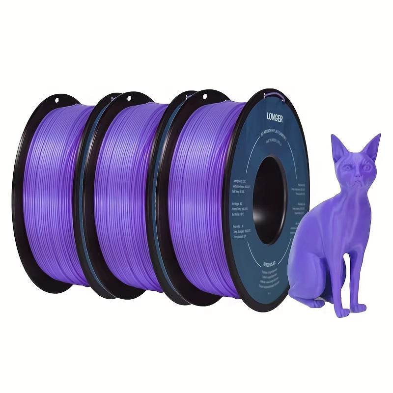 Premium 3KG PLA 3D Printing Filament Set - 1KG Light Gold, 1KG Silver, 1KG Yellow, 1.75mm Diameter