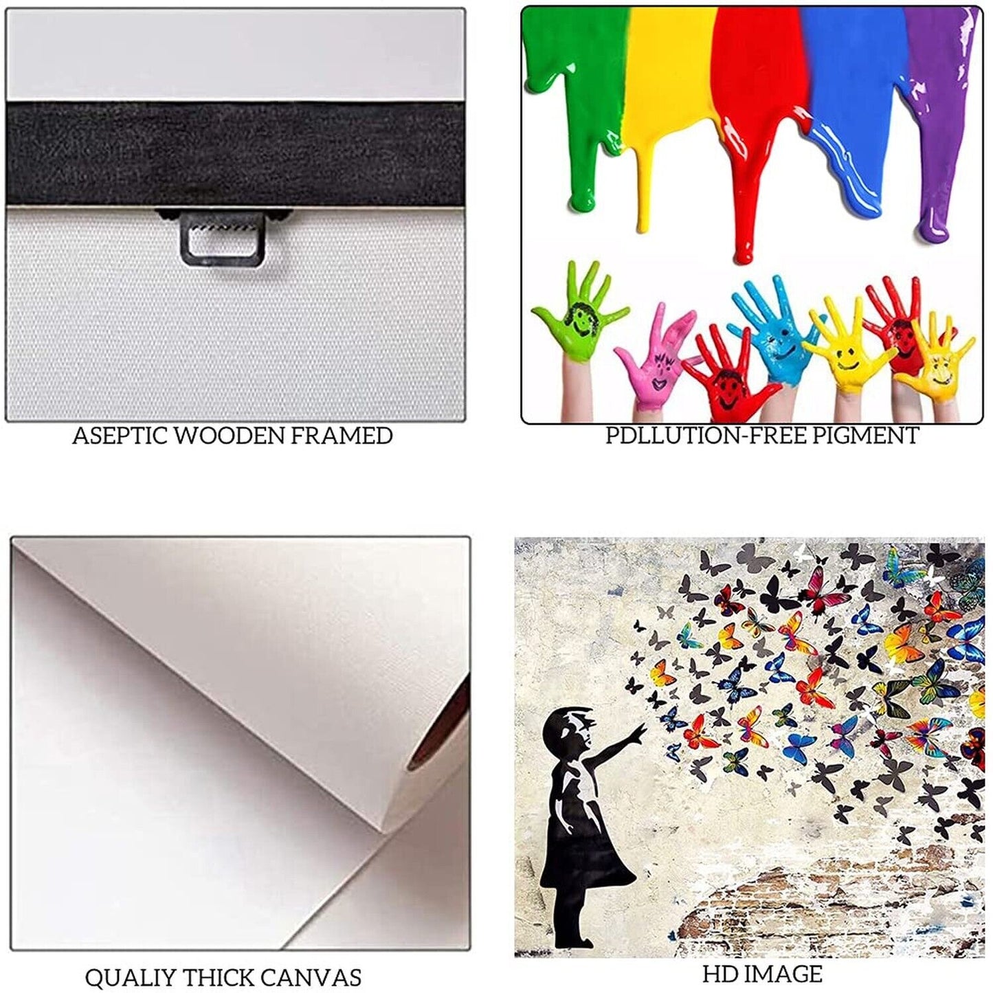 Colorful Graffiti Street Canvas Wall Art Funny Butterfly Banksy Street Art Mu...
