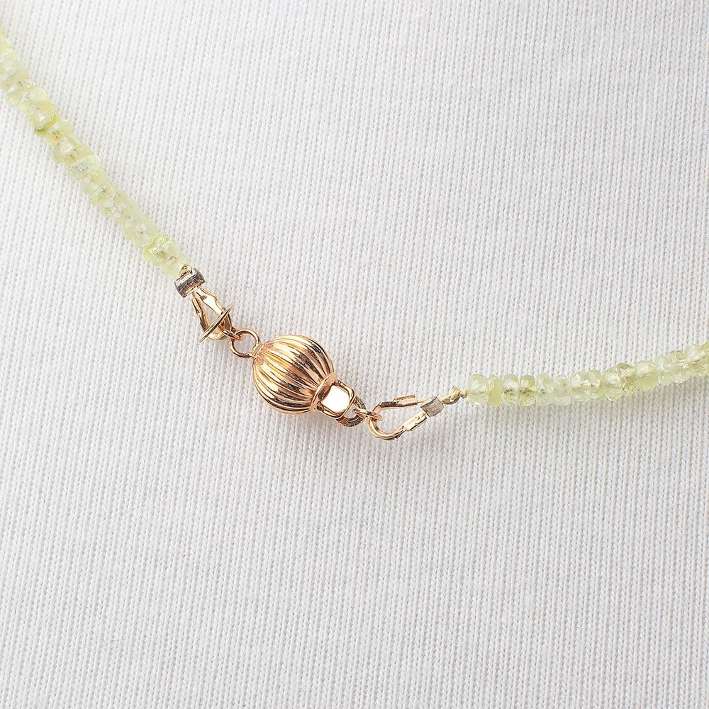 Chrysoberyl Faceted Rondelle Necklace with a 14kt Gold Clasp AAA