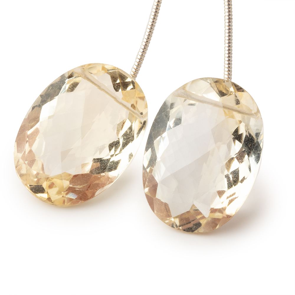Citrine Pavilion Faceted Oval Focal Bead Set of 2