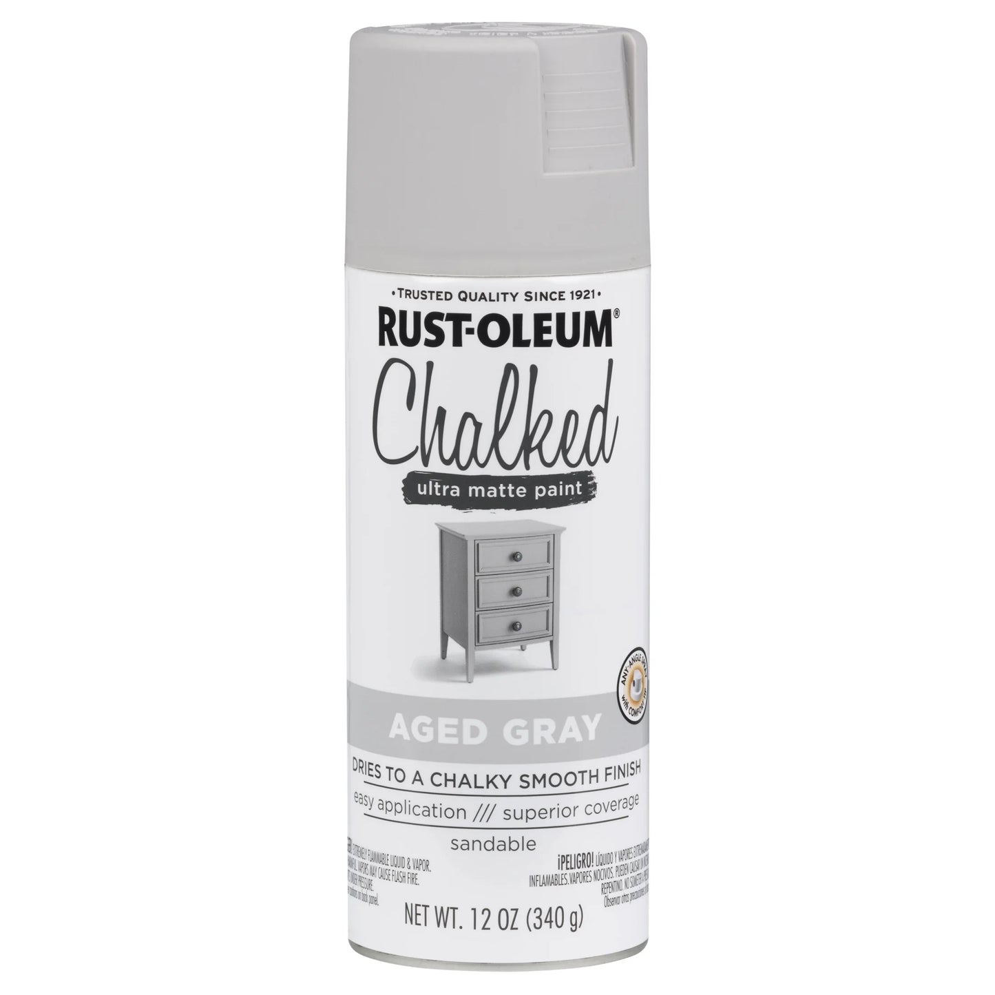 Aged Gray , Ultra Matte Chalked Spray Paint- 302592, 12 Oz, 6 Pack