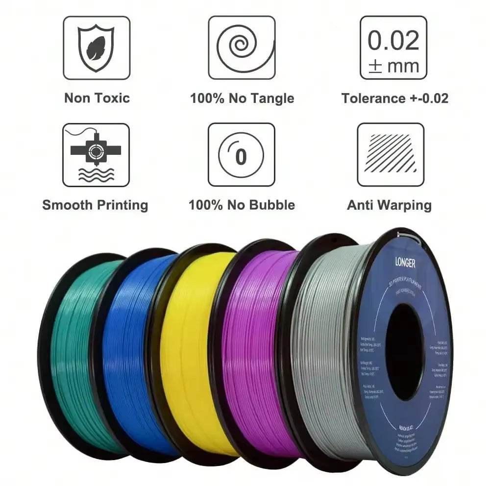 Premium 3KG PLA 3D Printing Filament Set - 1KG Light Gold, 1KG Silver, 1KG Yellow, 1.75mm Diameter