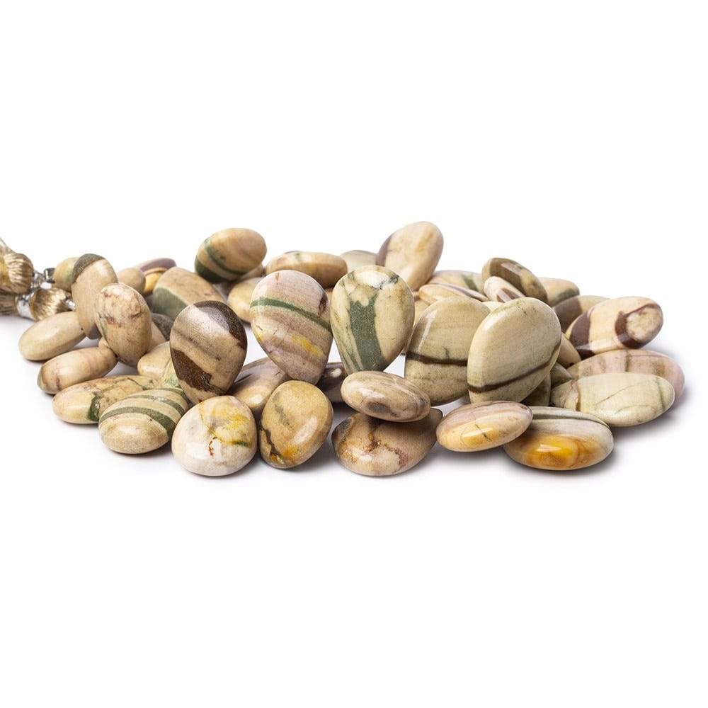 11x8-20x15mm Desert Khaki Jasper Plain Pear Beads 8 inch 49 pieces