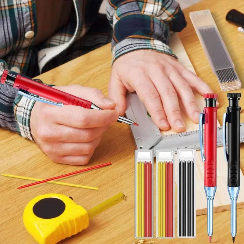 Solid Carpenter Pencil Woodworking Tools Mechanical Pencil with Refill Construction Job Tools Stationery Office School Supplies