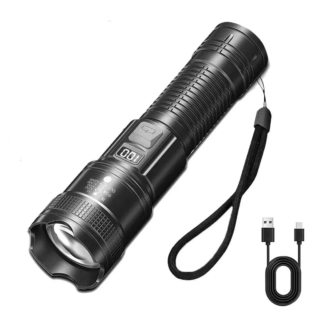 Ultra Bright Tactical LED Flashlight - USB Rechargeable Zoom Lantern for Camping, Fishing, and Defense