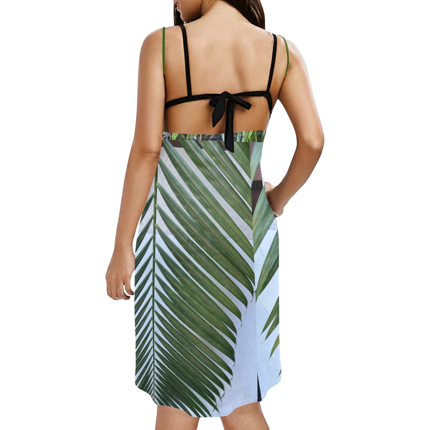 Trendy Spaghetti Strap Backless Beach Dress with Unique Cross V-Neck for Fashionable Women