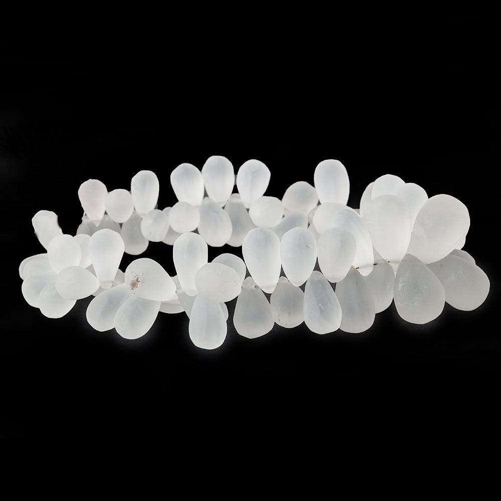 9x5-14x9mm Frosted Crystal Quartz Plain Tear Drop Beads 8 inch 72 pieces