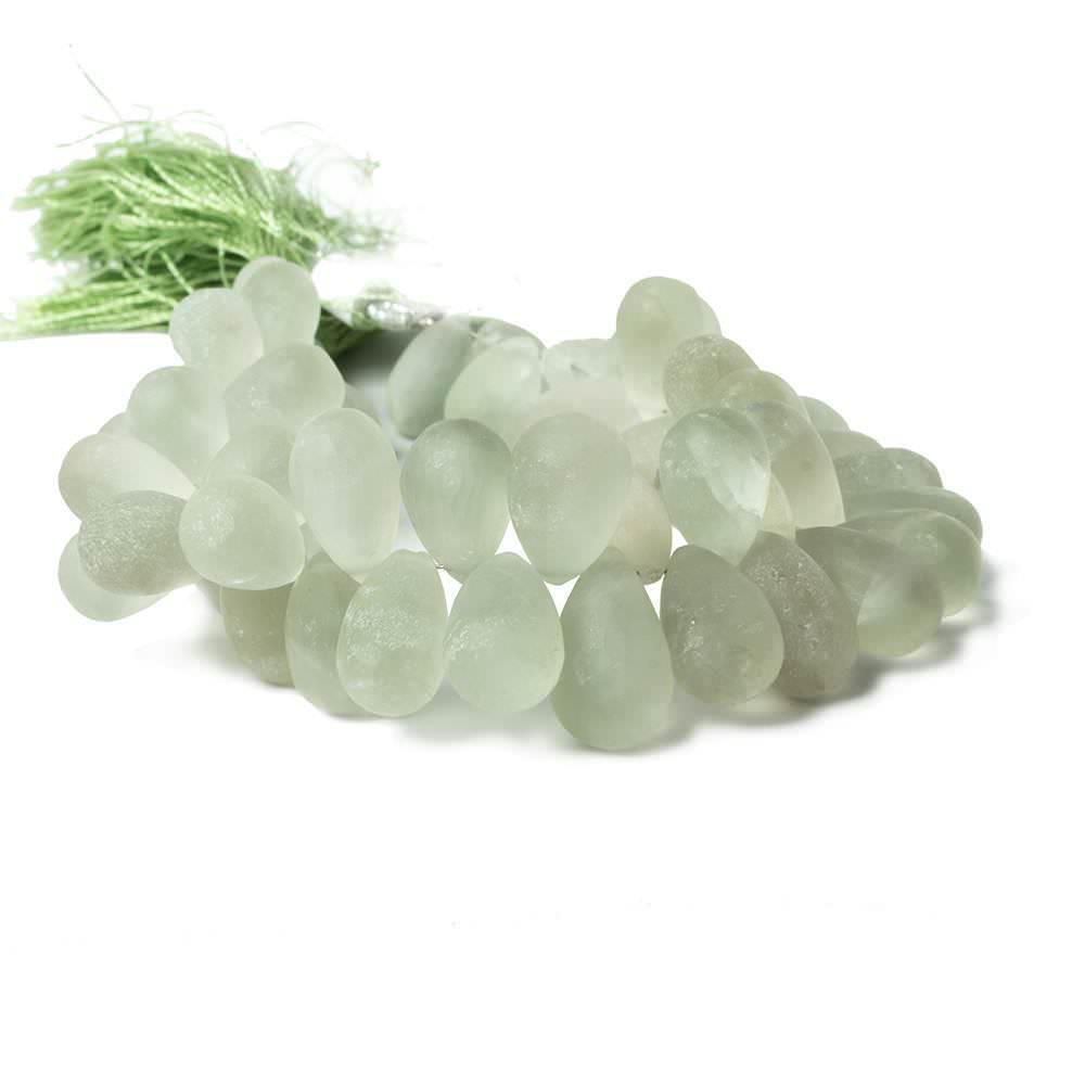 12x7-16x9mm Frosted Prasiolite Plain Tear Drop Beads 7 inch 50 pieces