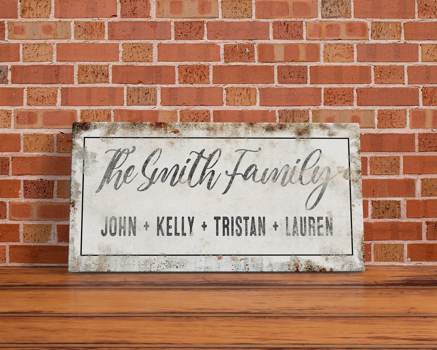 Personalized Printed Canvas Family Name Sign Last Name Rusty Sign With First Names Customized Family Distressed Wall Art
