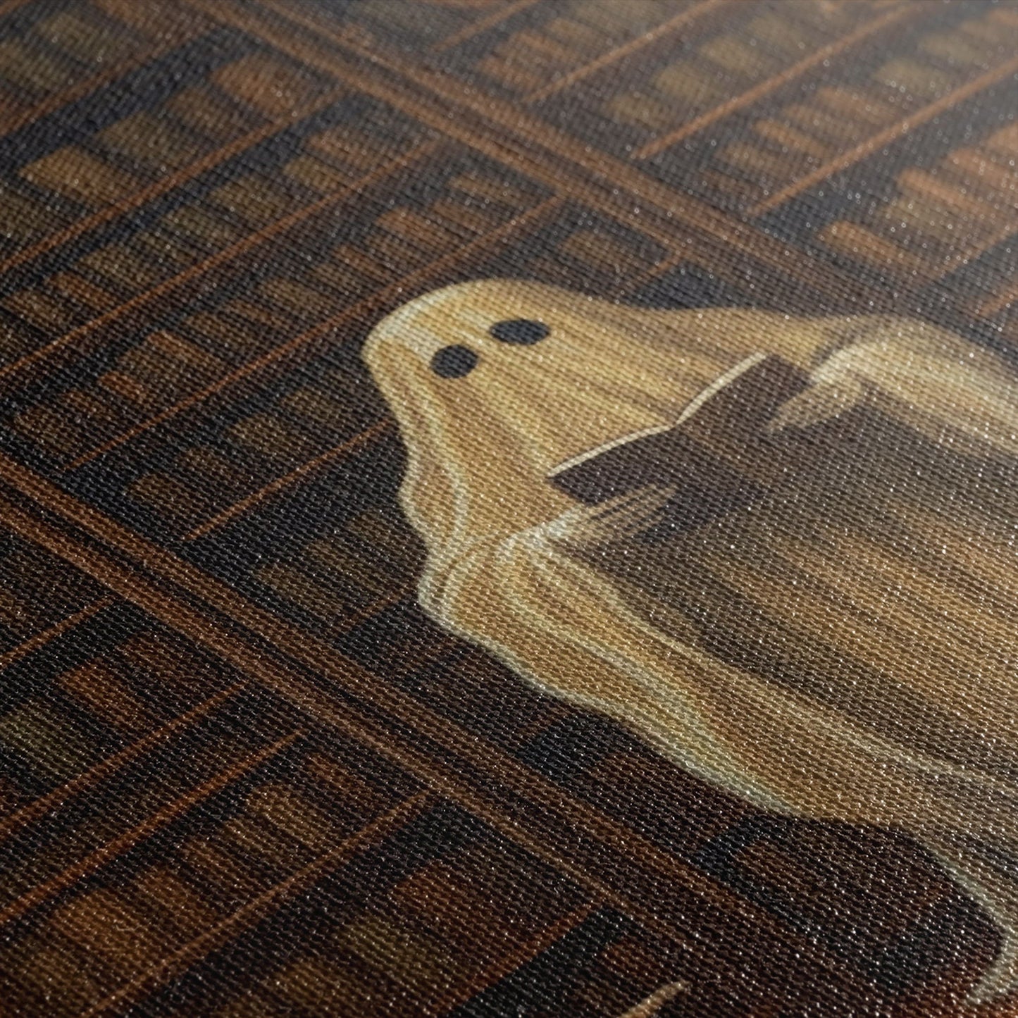 The Spooky Bookshop, Spooky Ghost, Fine Art Print, Halloween Wall Art, Fall Artwork, Halloween, Spooky Haunted Library, White Sheet Ghost