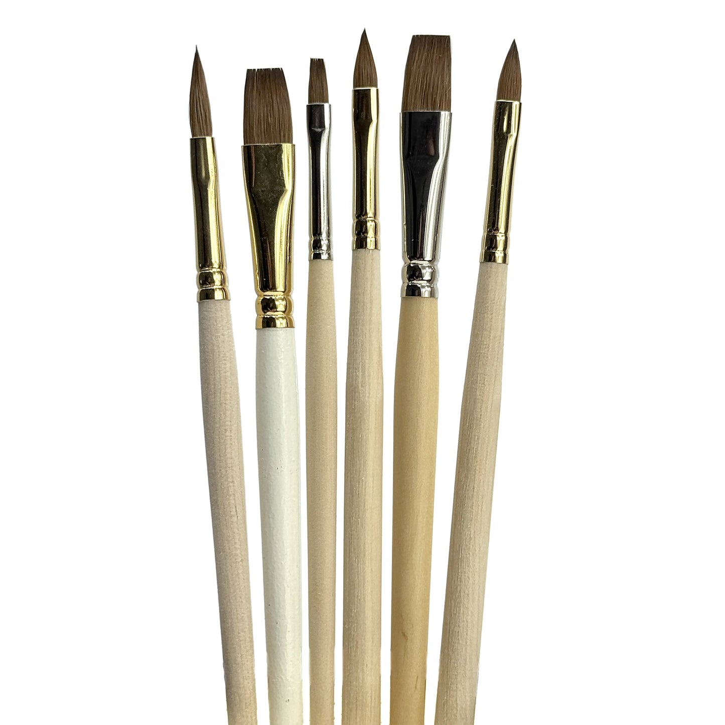 Trekell "Not Too Bad" Natural Hair 6-Pack Artist Brush Sets - For Oil and Watercolor Painting