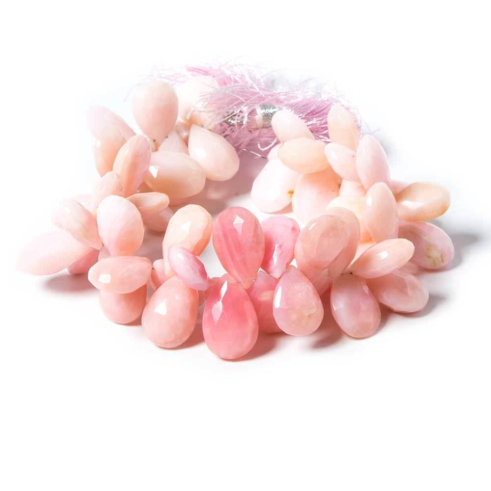 14x10-16x10mm Pink Peruvian Opal Faceted Pear Beads 8 inch 56 pieces