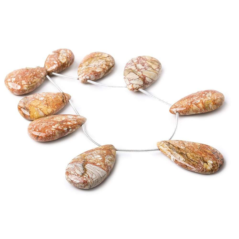 20x15-35x20mm Pollack Jasper Plain Pear Beads 8.5 inch 9 pieces