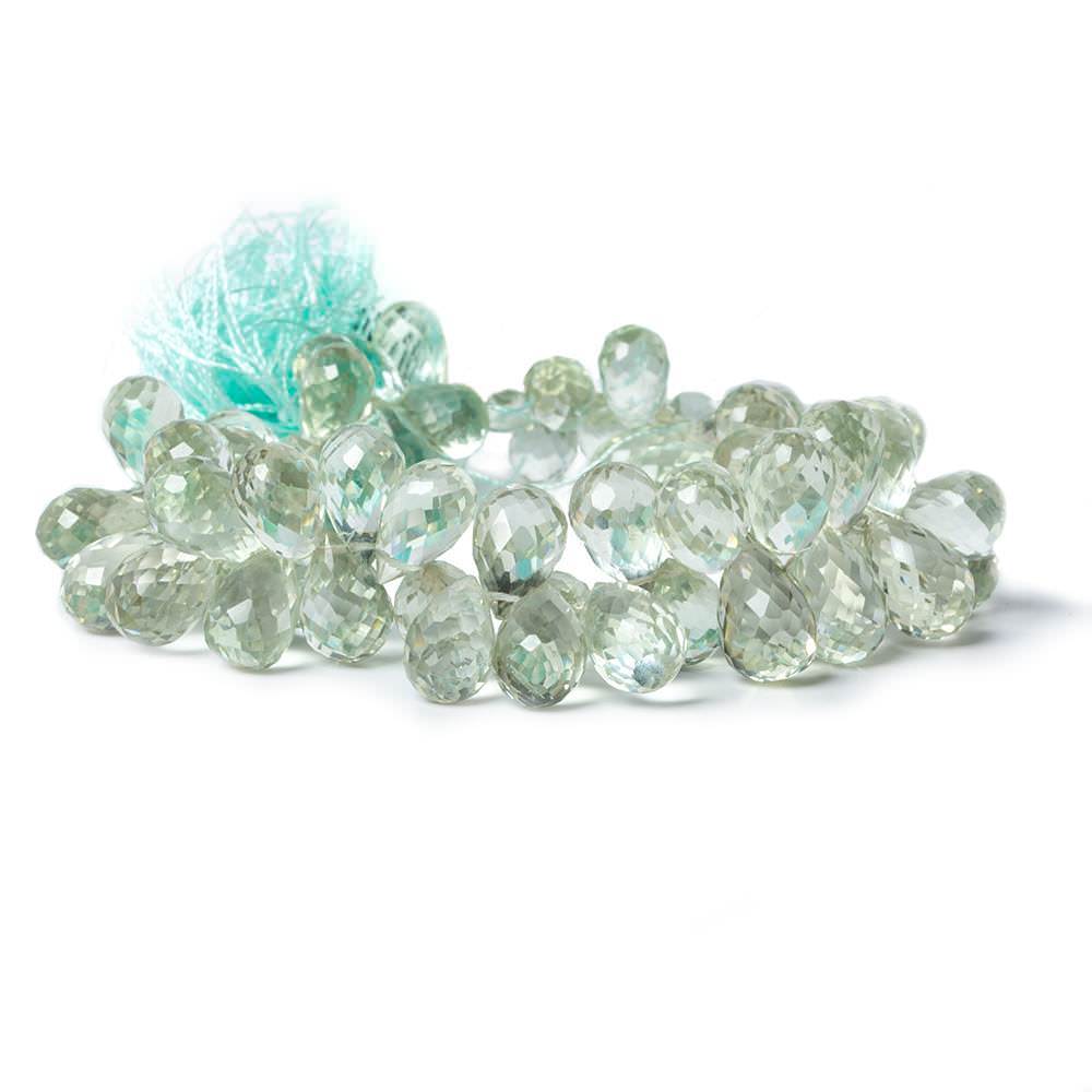 9x6-13x8mm Prasiolite Faceted Tear Drop Beads 8 inch 68 pieces