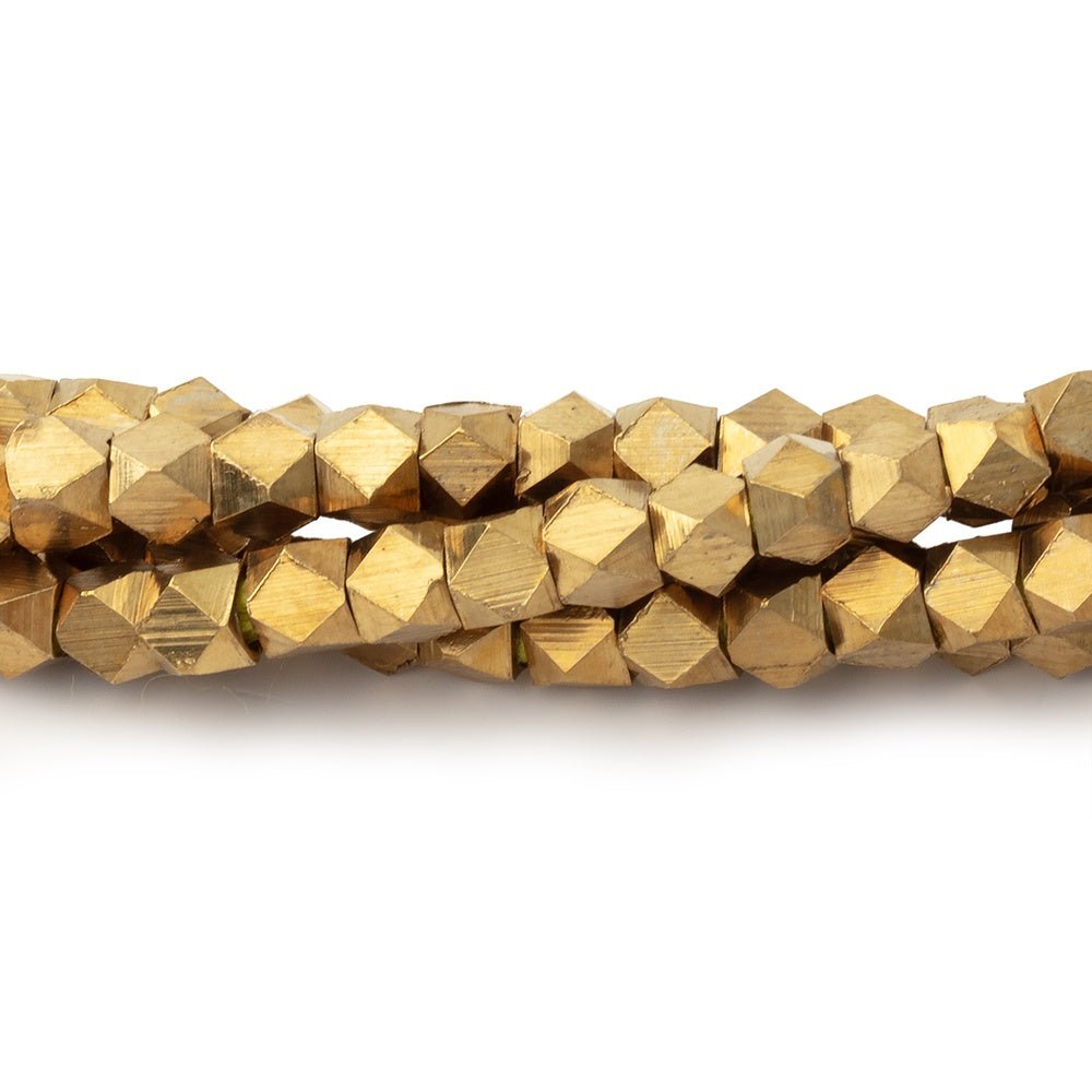 Shiny Brass Faceted Nugget Beads on an 8 inch Strand