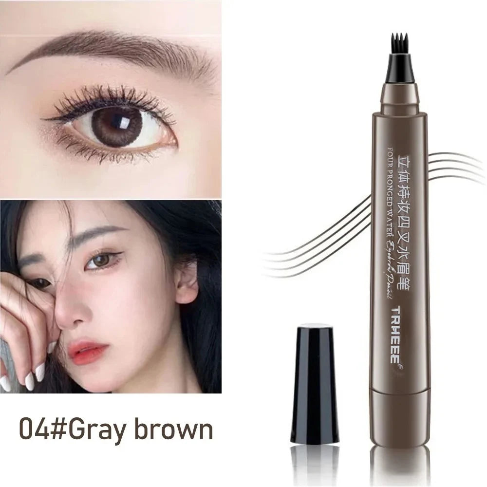 5 Colors Microblading Eyebrow Pen Waterproof Liquid Eyebrow Pencil Long Lasting Eyebrow Pen 4 Points Eye Brow Pen Cosmetics