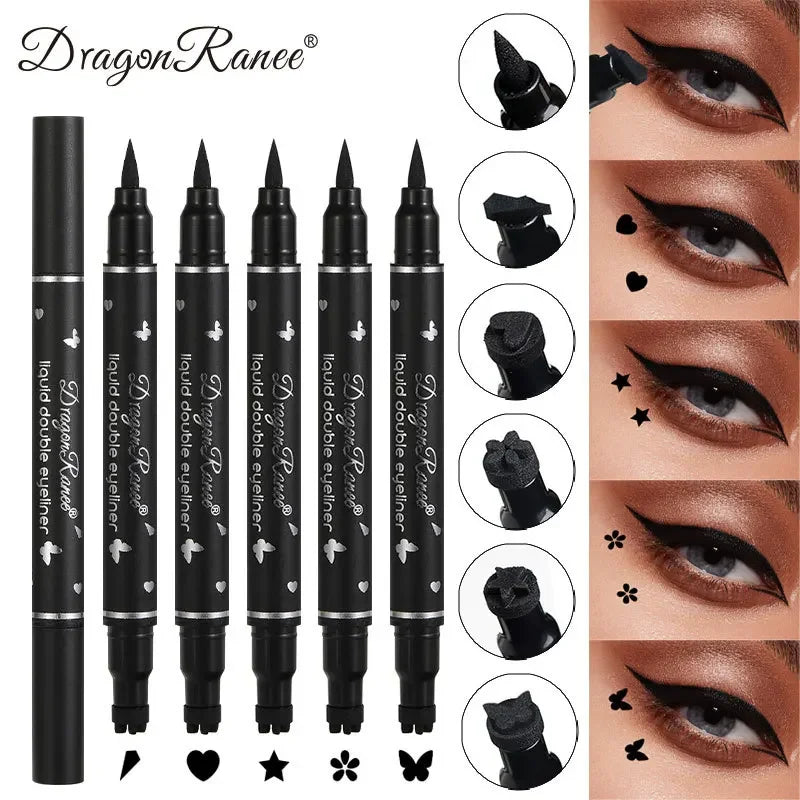 Black Seal Eyeliner Pen Double-Ended Star Stamp Long-Lasting Waterproof Eye Liner Pencil Winged Stamp Eyes Makeup Cosmetics