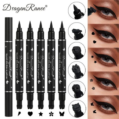 Black Seal Eyeliner Pen Double-Ended Star Stamp Long-Lasting Waterproof Eye Liner Pencil Winged Stamp Eyes Makeup Cosmetics