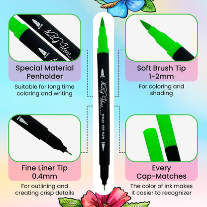NextG Ideaz Dual Tip Brush Art Marker Pens - 80 Unique Color Pens