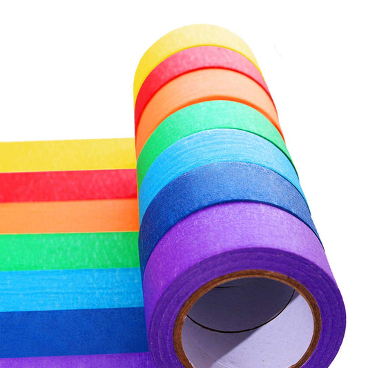 Colored Masking Tape, Rainbow Color Painters Tape Labelling Tape for Kids Fun Arts DIY, Identification,Cording,Moving Boxes,Home Decoration, Office Supplies（7Pack）