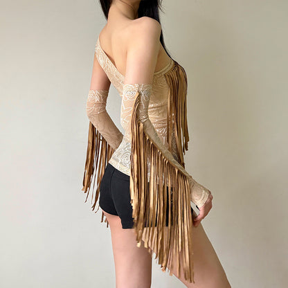 Women's slim sloping collar single shoulder sleeveless vest top