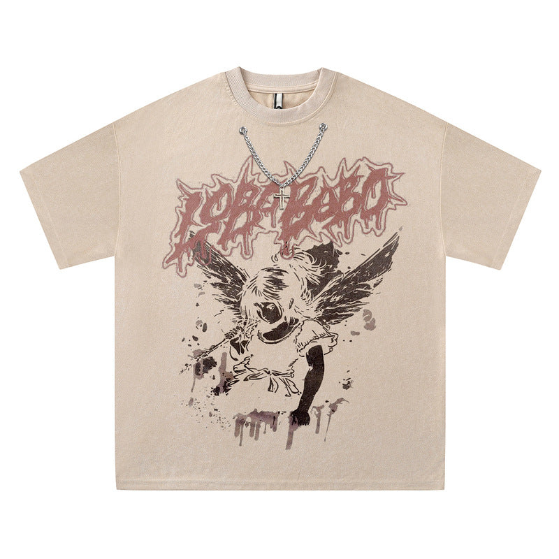 Loose Suede Crew Neck T-Shirt for Men and Women Base Layer