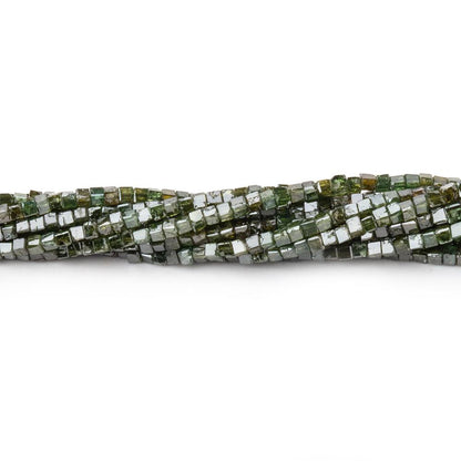 1-1.7mm Olive Green Diamond Unfaceted Cube Beads 15 inch 290 pieces