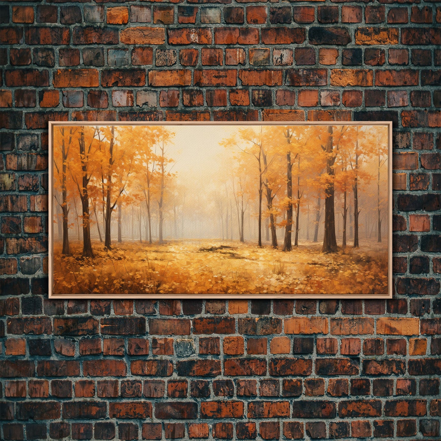 Fall Decor Framed Canvas Print | Trees With Falling Leaves | Fall Wedding Decor | Fall Home Decor | Fall Wall Decor | Rustic Fall Decor
