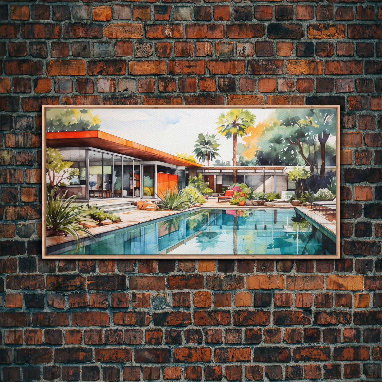 Architectural Print, House Portrait, Watercolor House, Panoramic Art, Wall Art, Canvas Art, Landscape Art, Realtor Thank You, Above Bed Art