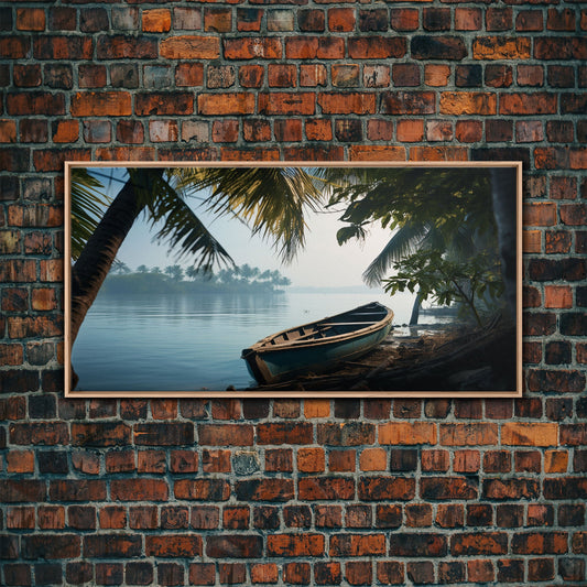 An Abandoned Canoe In The Florida Everglades - Florida Art - Framed Canvas Print - Liminal Spaces - Cool Wall Art - Eclectic Decor