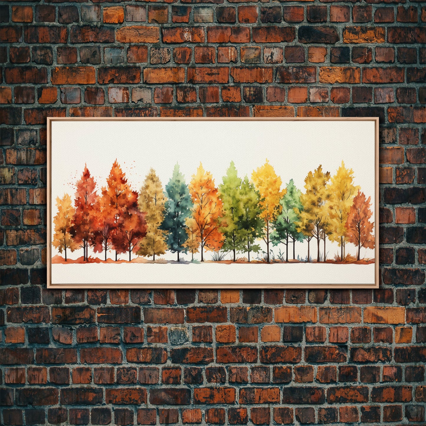 Autumn Decor - The Changing Of The Leaves - Framed Canvas Print - Fall Painting - Fall Centerpiece - Orange Leaves - Rustic Farmhouse Decor