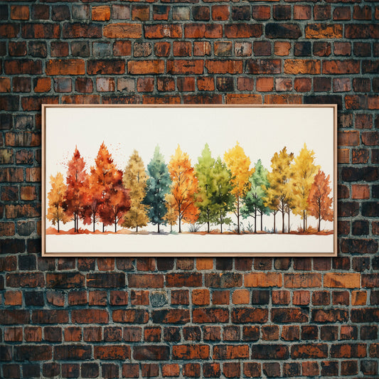 Autumn Decor - The Changing Of The Leaves - Framed Canvas Print - Fall Painting - Fall Centerpiece - Orange Leaves - Rustic Farmhouse Decor