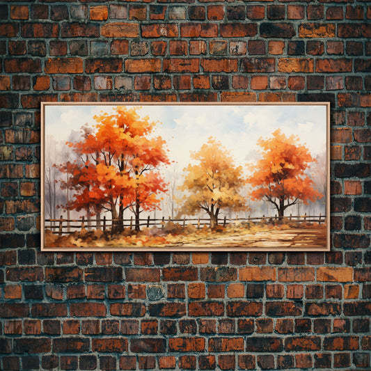 Autumn Leaves - Fall Color Change Of The Leaves - Wood Framed Canvas Print - Rustic Farmhouse Fall Decor - Hawthorn Aspen / Dogwood Autumn