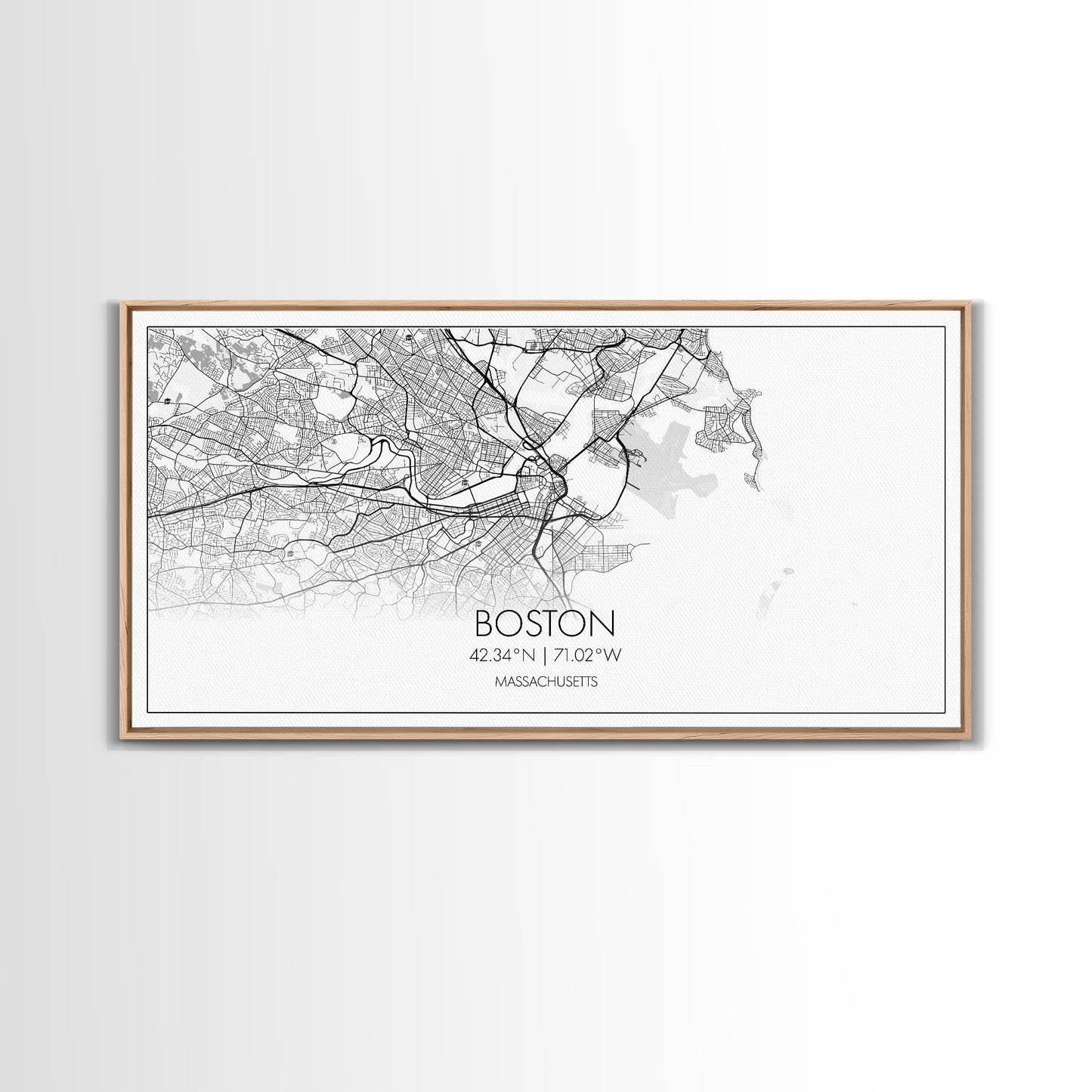 Boston Street Map, Massachusetts Map, Map Print, Modern Art, Wall Art, Canvas Art, Newlywed Gift, Gift For Parents, Farmhouse Wall Décor