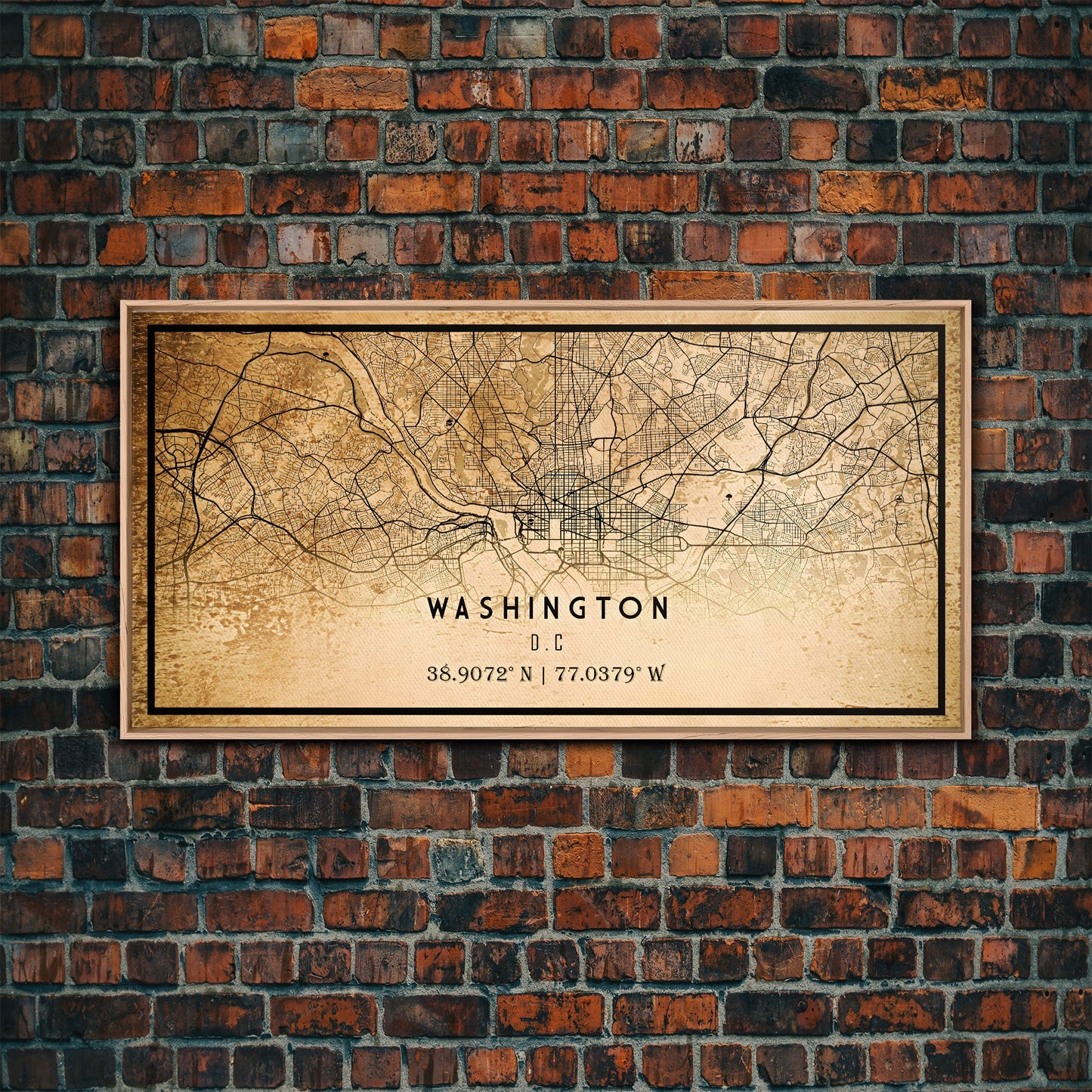 Vintage Washington map print poster or framed canvas | Washington dc city map print poster canvas | District of Columbia print poster canvas
