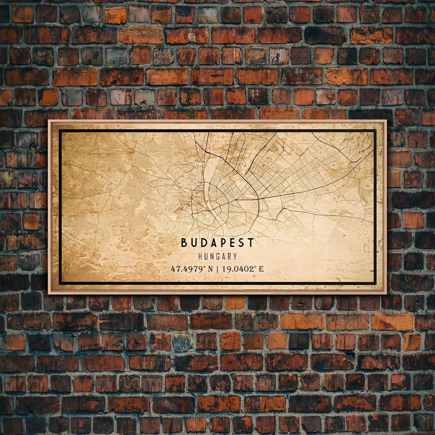 Budapest Hungary map print poster or framed canvas, Budapest map print poster canvas, Budapest map print poster canvas, Vintage Travel Art