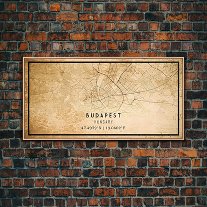 Budapest Hungary map print poster or framed canvas, Budapest map print poster canvas, Budapest map print poster canvas, Vintage Travel Art